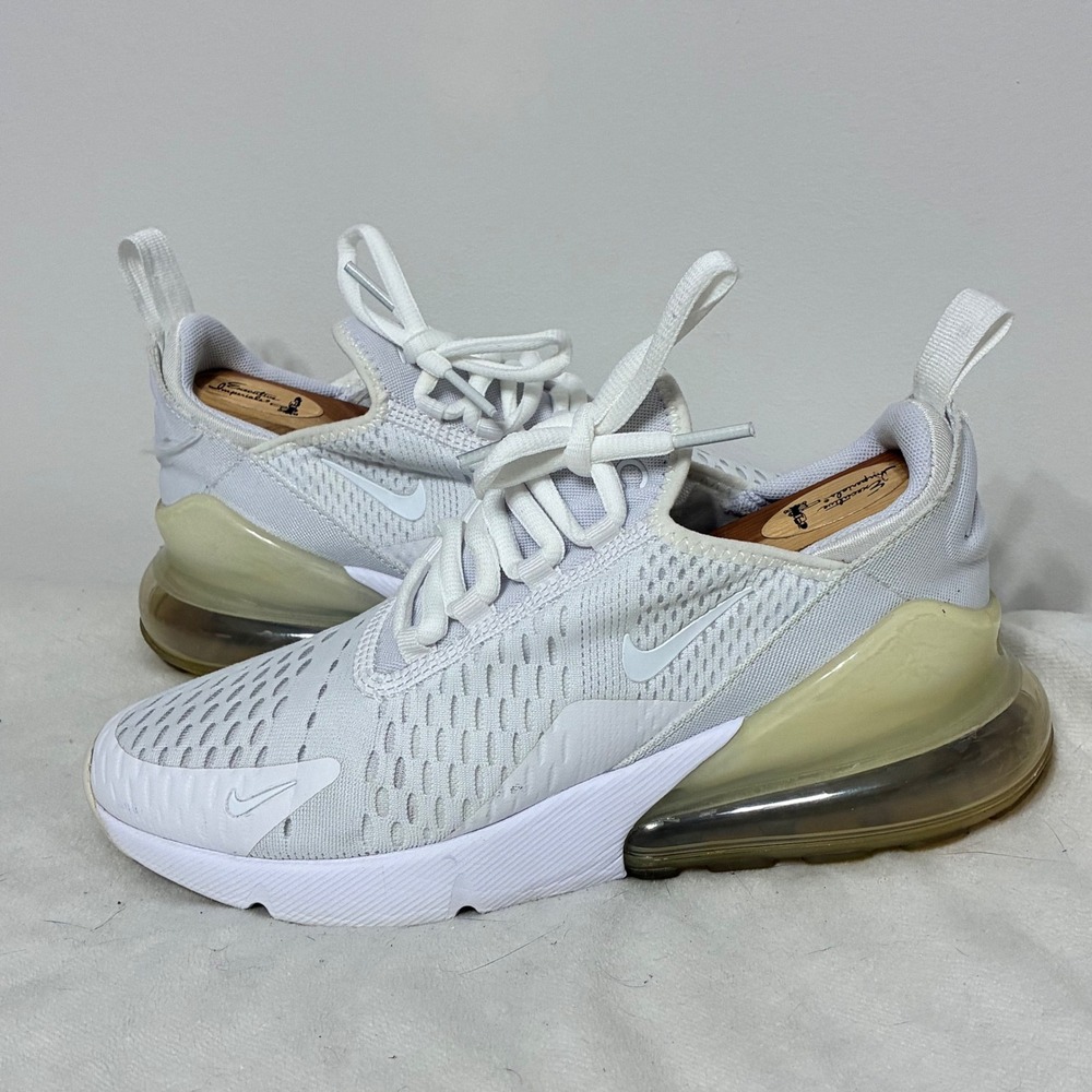 Nike Air Max 270 White Tinted Air Unit Sneakers 943345-103 Kids 5Y Womens 6.5